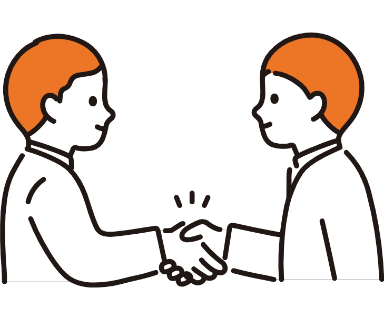 お客様と握手するスタッフイラスト