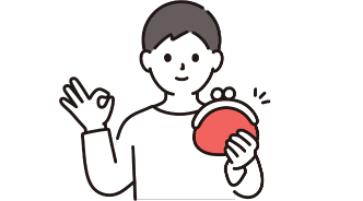 お財布を持ってOKサインする人のイラスト