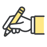 筆記する手のイラストアイコン