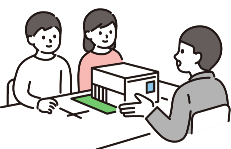 買取について話し合う人のイラスト